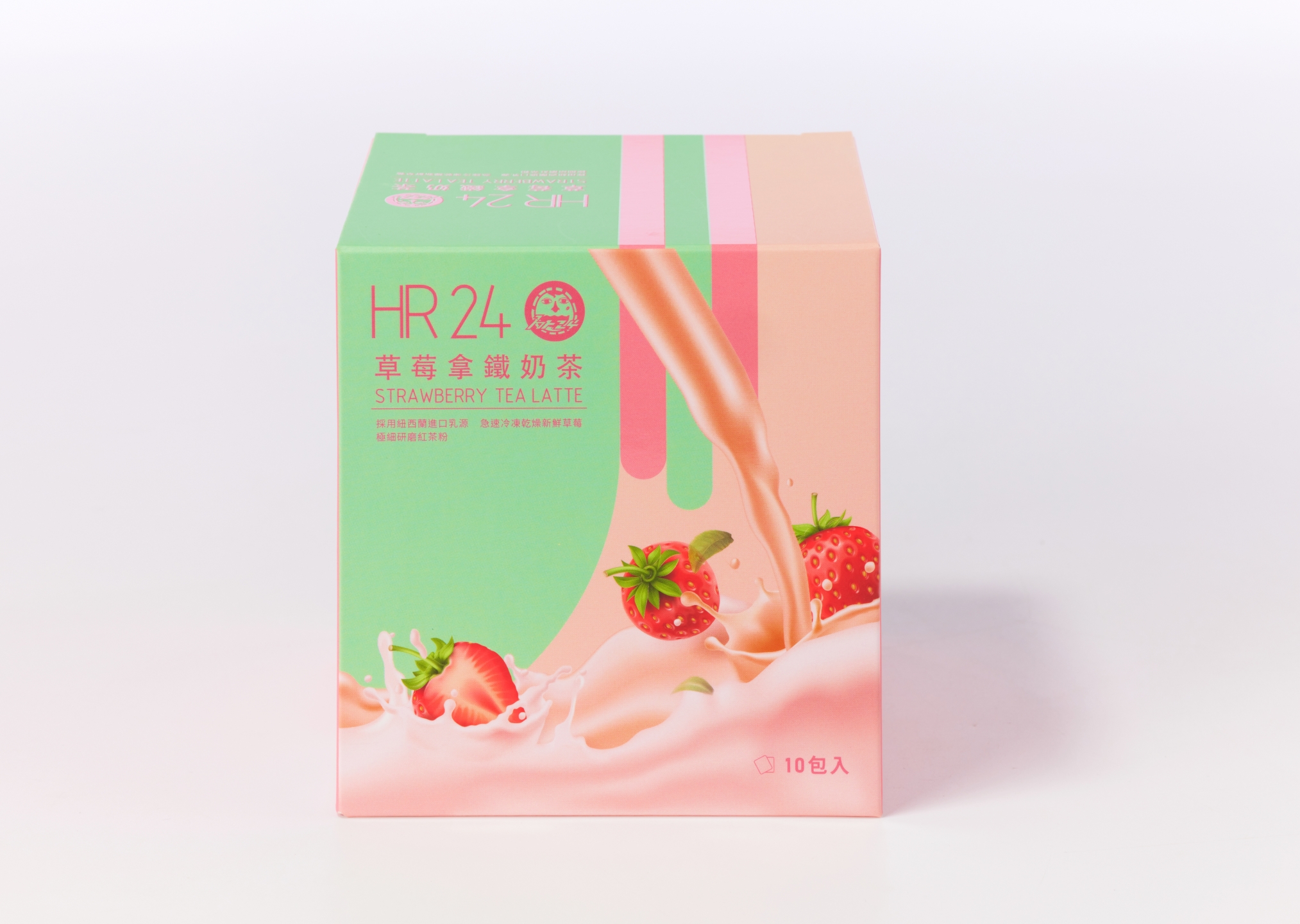 訊捷10入草莓奶茶即溶包裝